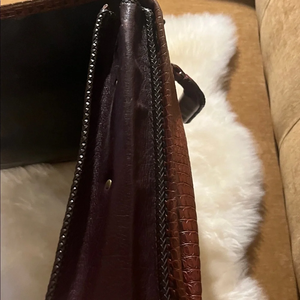 Beautiful Handcrafted, leather croc-embossed briefcase